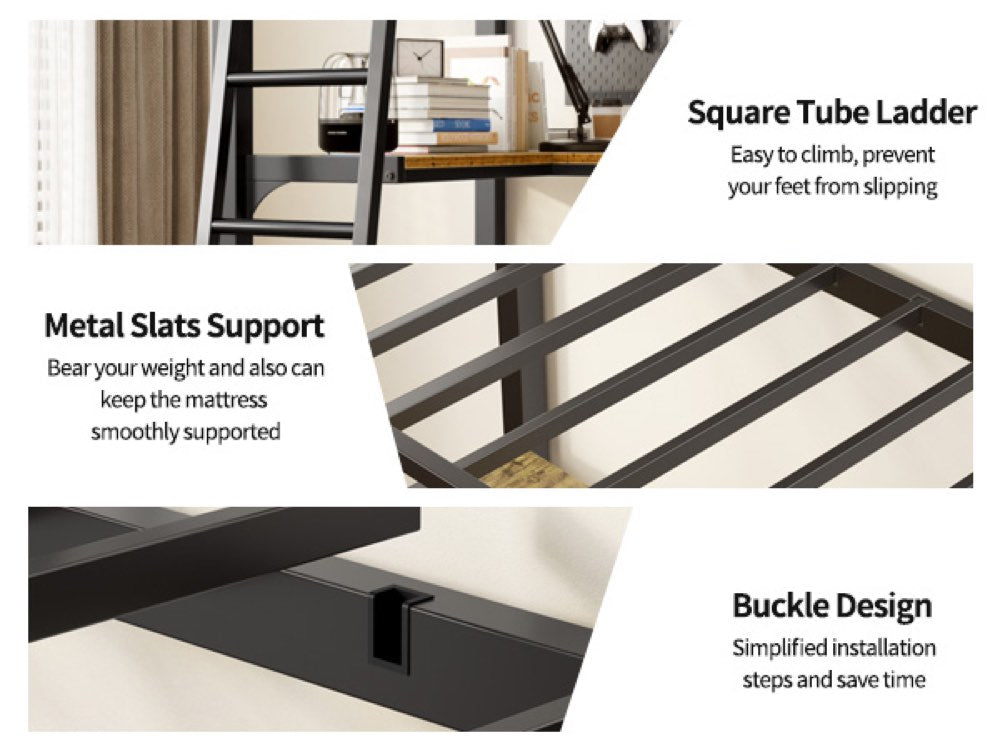 Twin Loft Bed with Desk and Charging Station, product detail 4