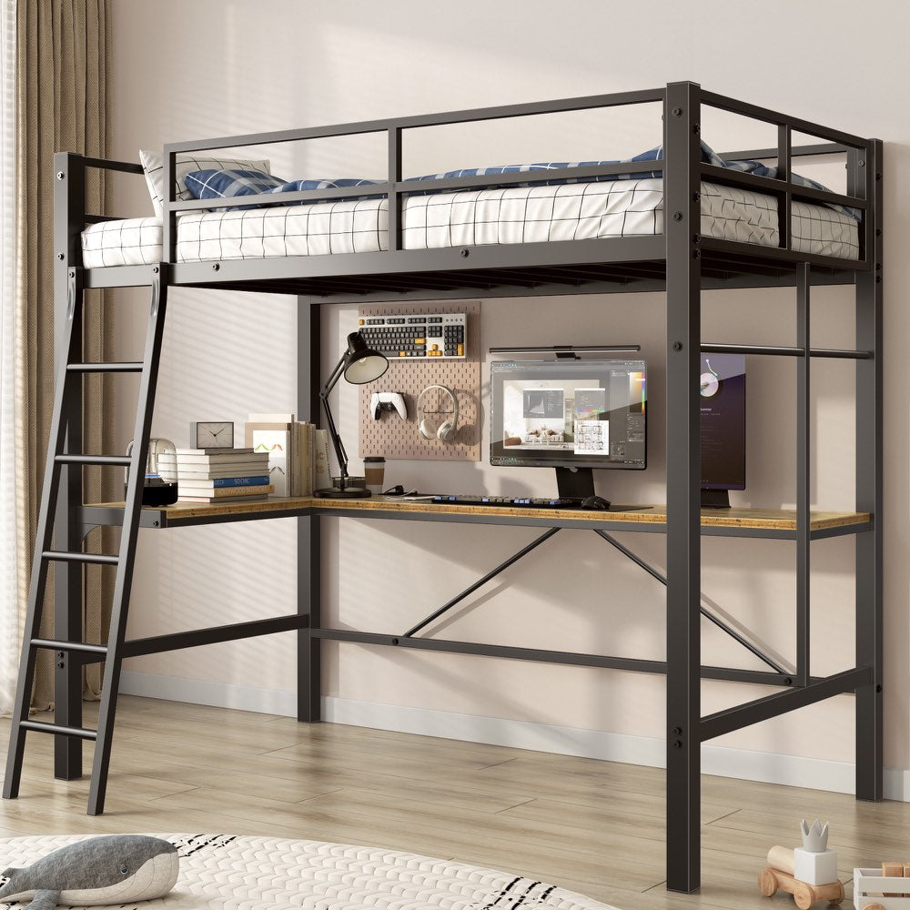 Twin Loft Bed with Desk and Charging Station, product detail 7
